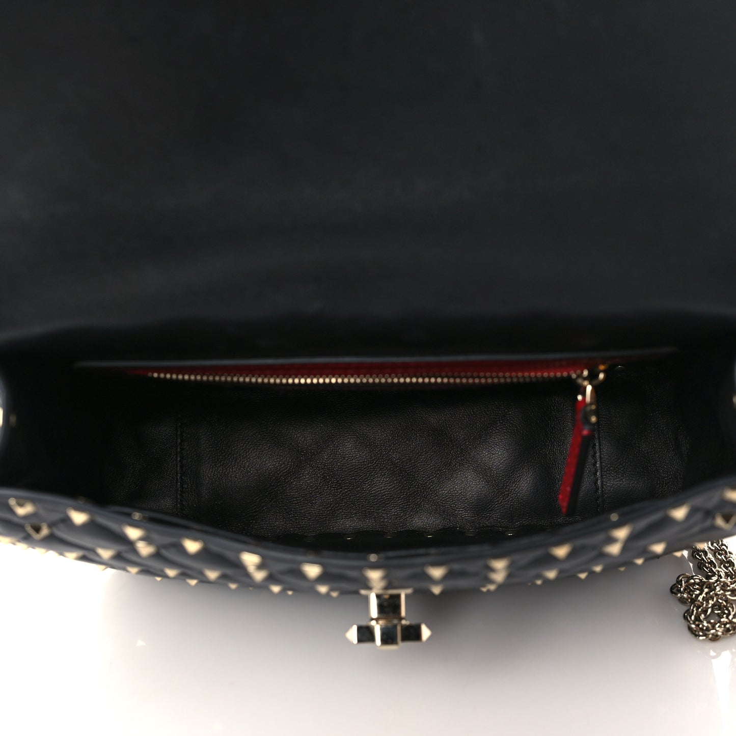 Lambskin Medium Rockstud Spike Shoulder Bag Black