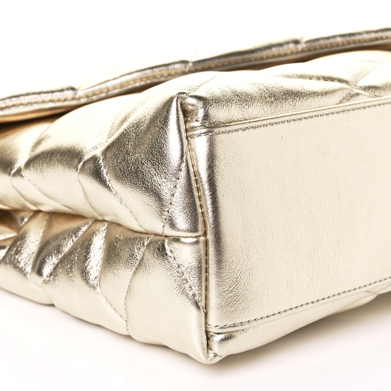 Saint Laurent Metallic Lambskin Quilted Sade Puffer Envelope Clutch Platino 9 of 10