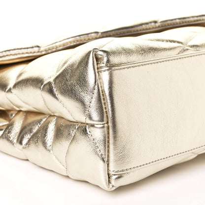 Saint Laurent Metallic Lambskin Quilted Sade Puffer Envelope Clutch Platino 9 of 10