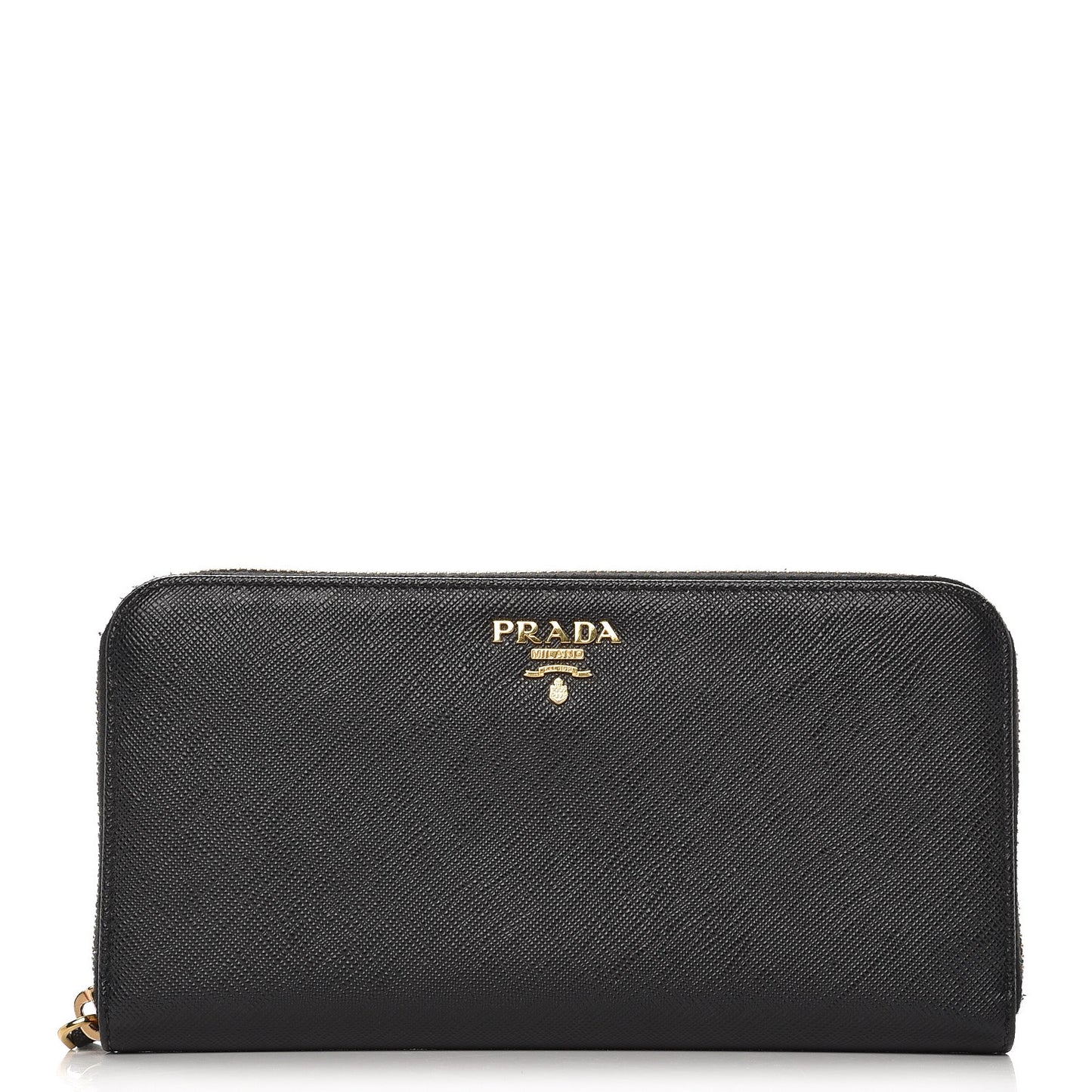 Saffiano Metal Zip Around Wallet Nero Black