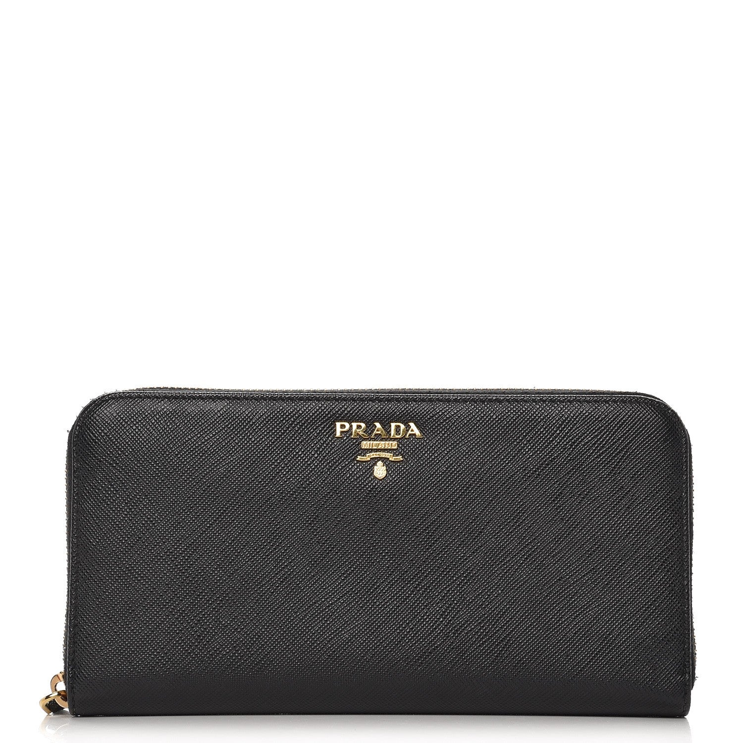 Prada Saffiano Metal Zip Around Wallet Nero Black 1 of 7