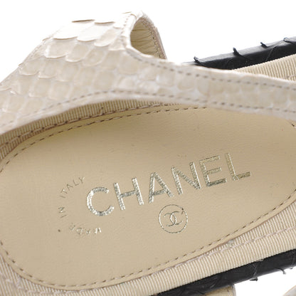 Chanel Python CC Thong Sandals 38 Beige Clair 5 of 7