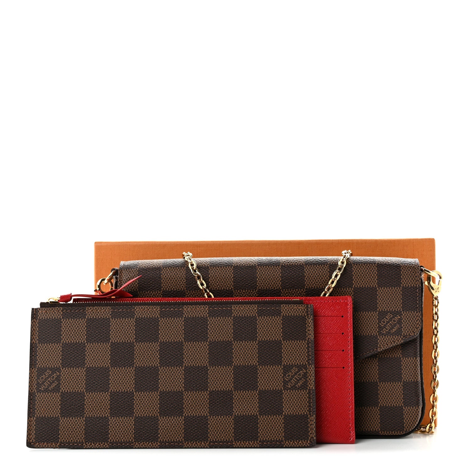 Louis Vuitton Damier Ebene Pochette Felicie Chain Wallet 11 of 11