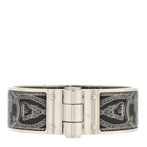 Hermes Enamel Printed Wide Charniere Grand Apparat Hinged Bracelet