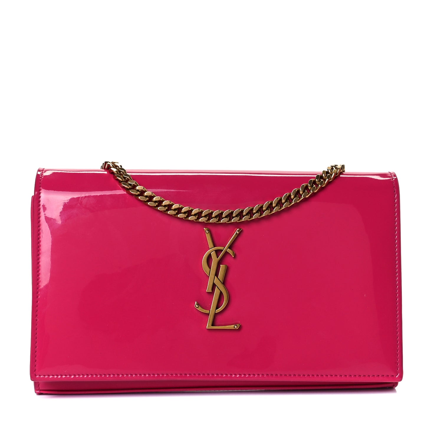 Patent Calfskin Monogram Kate Wallet On Chain Fresh Fuxia