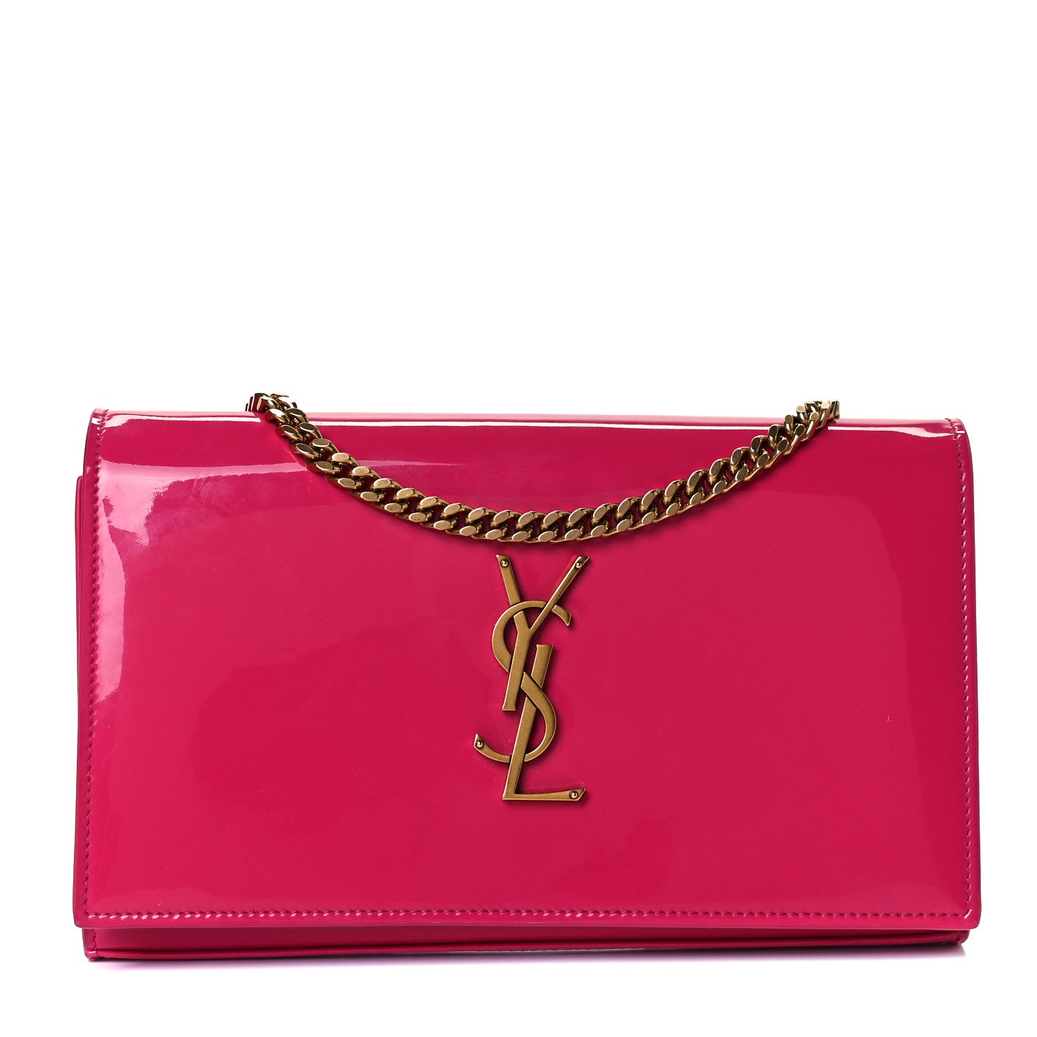 Saint Laurent Patent Calfskin Monogram Kate Wallet On Chain Fresh Fuxia 1 of 7