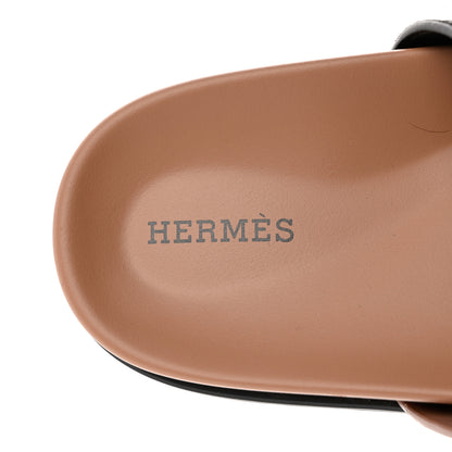 Hermes Suede Goatskin Womens Chypre Sandals 39 Rose Perle Black 7 of 9