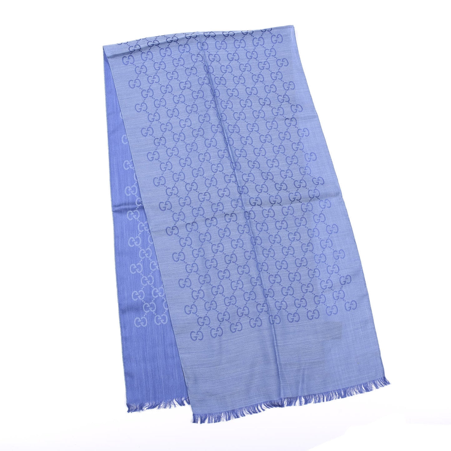 Wool Silk GG Monogram GGNat Scarf Sky Blue