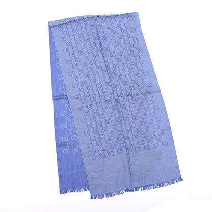Gucci Wool Silk GG Monogram GGNat Scarf Sky Blue 2 of 3