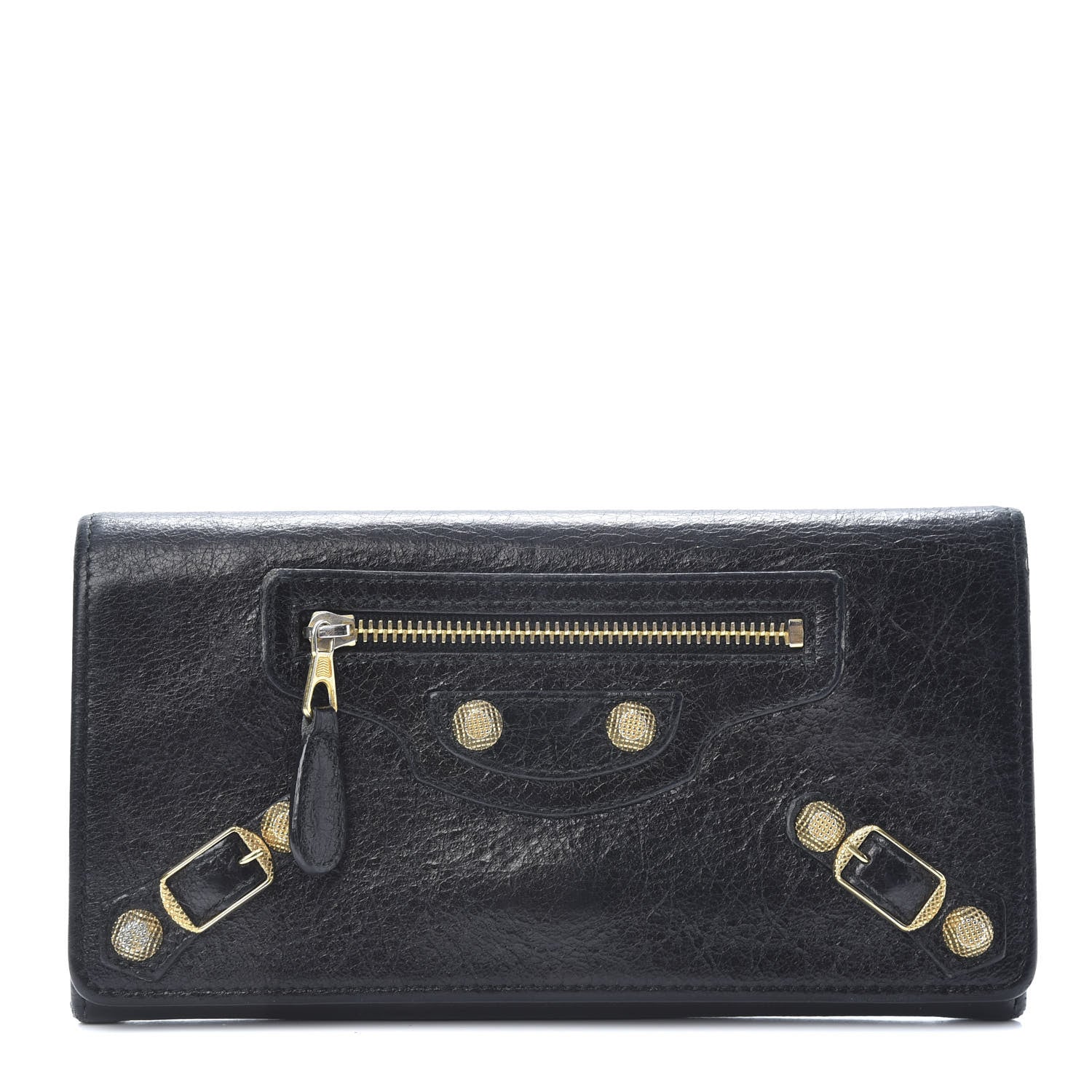 Balenciaga Agneau Giant 12 Gold Hardware Money Wallet Black 1 of 13