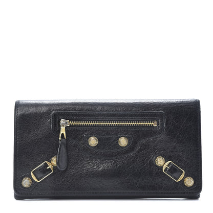 Balenciaga Agneau Giant 12 Gold Hardware Money Wallet Black 1 of 13