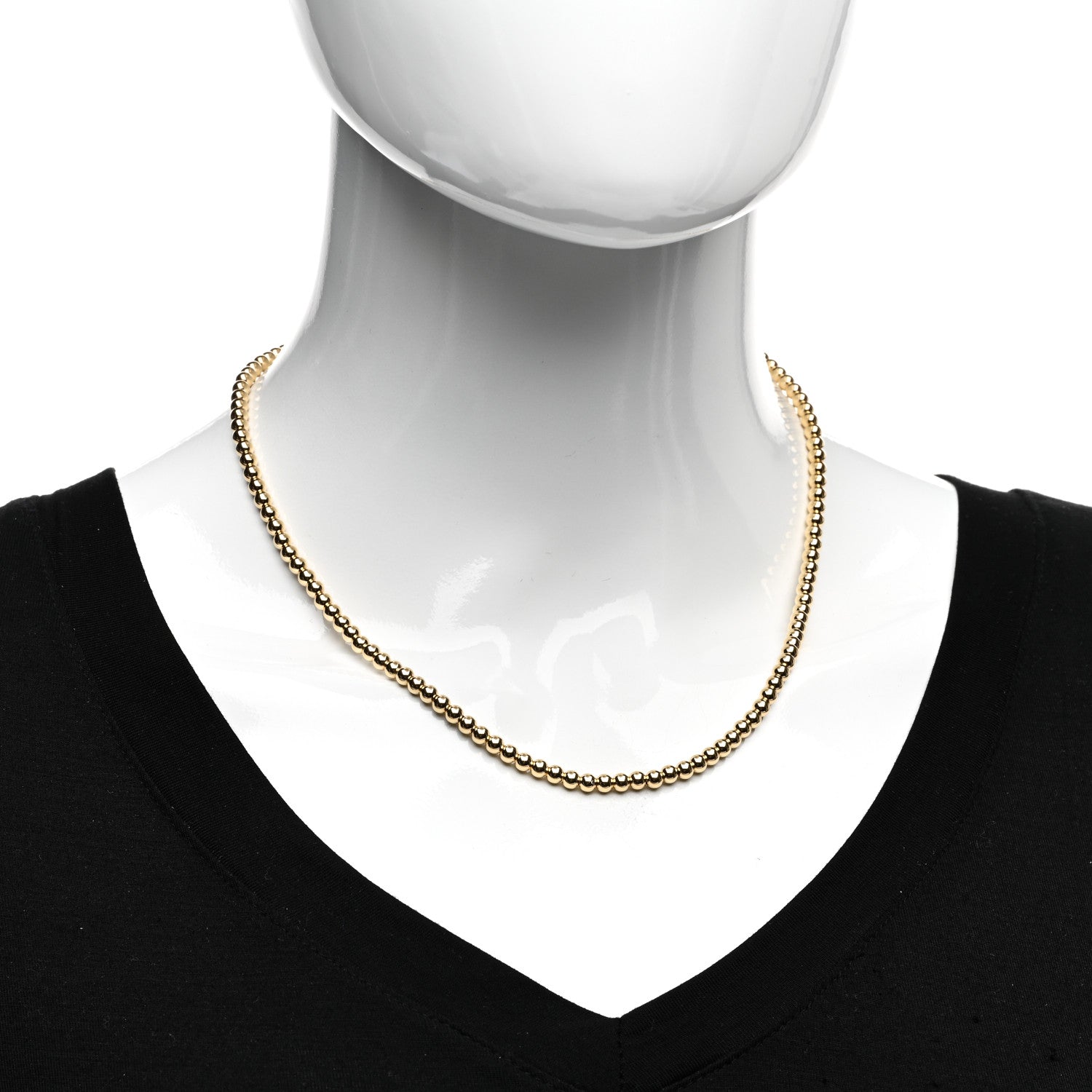 Tiffany 18K Yellow Gold 4mm Bead Necklace 2 of 4