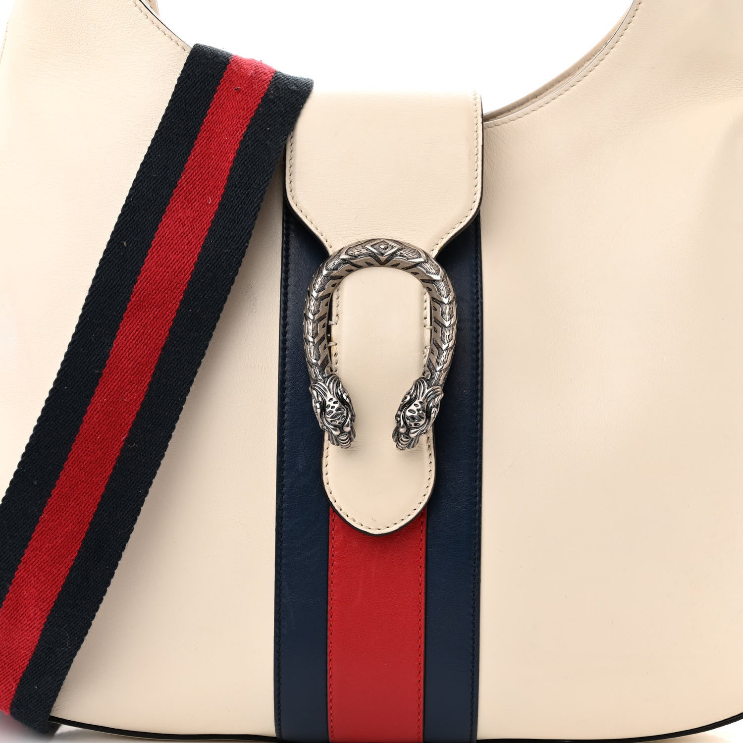 Gucci Calfskin Web Stripe Medium Dionysus Hobo White 8 of 18