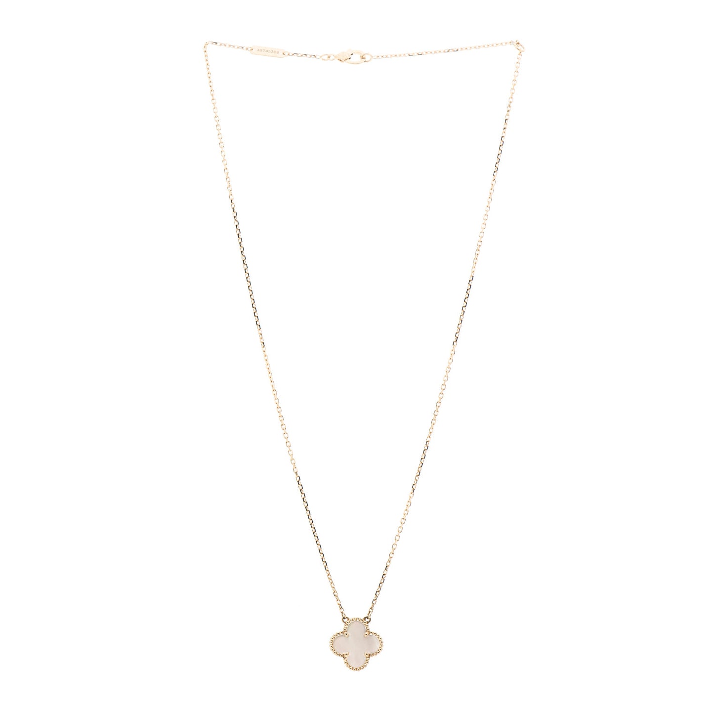 18K Yellow Gold Mother of Pearl Vintage Alhambra Pendant Necklace