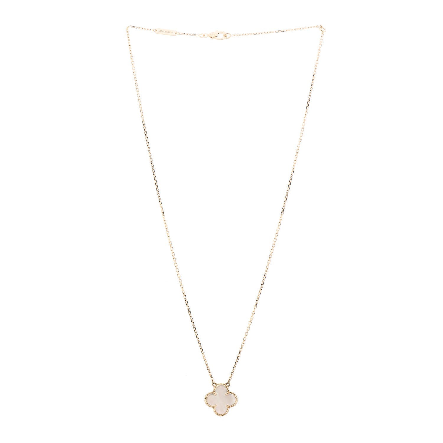 Van Cleef & Arpels 18K Yellow Gold Mother of Pearl Vintage Alhambra Pendant Necklace 3 of 6