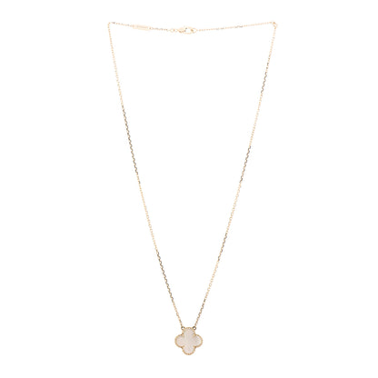 Van Cleef & Arpels 18K Yellow Gold Mother of Pearl Vintage Alhambra Pendant Necklace 3 of 6