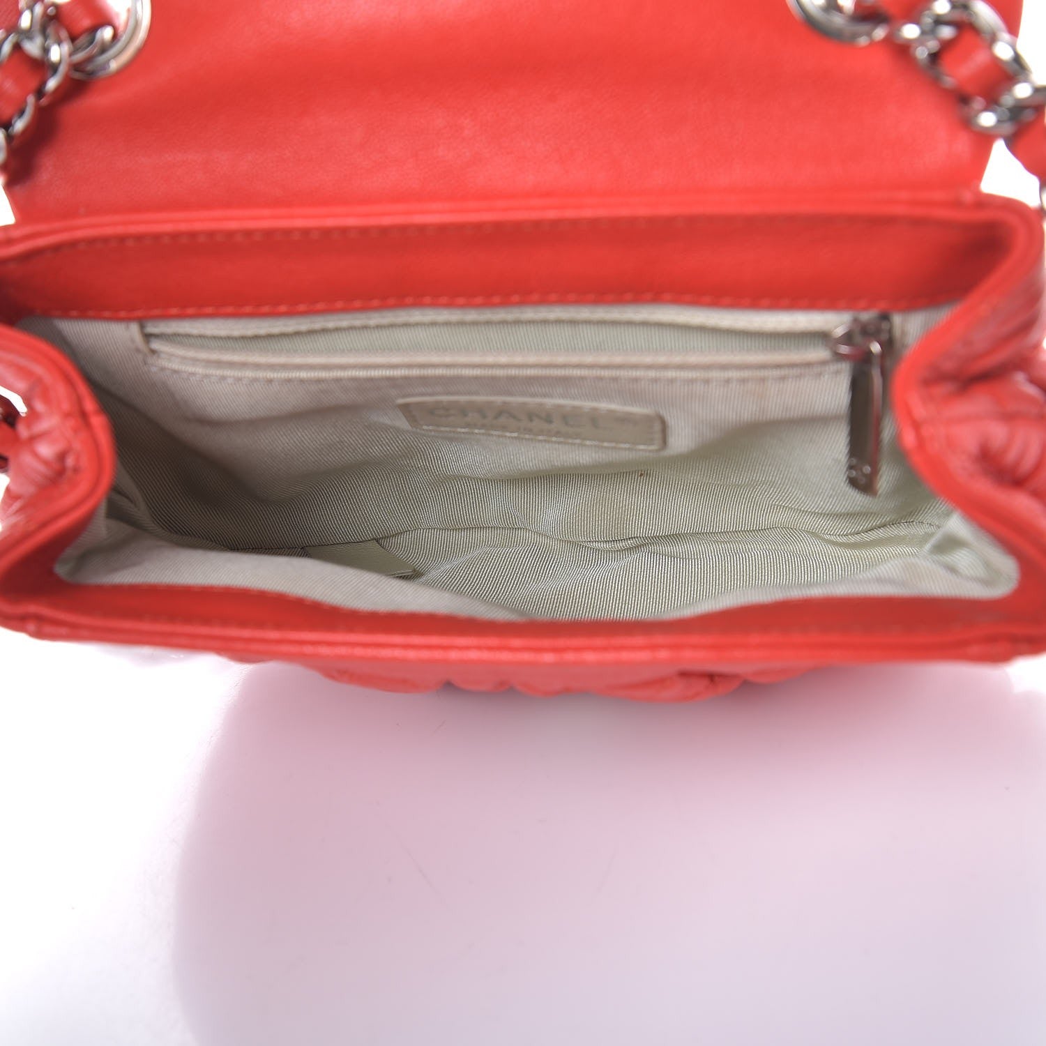 Chanel Washed Lambskin Quilted Mini Chain Around Flap Red 5 of 7