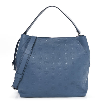 MCM Calfskin Ottomar Monogram Large Klara Hobo Luft Blue 1 of 9