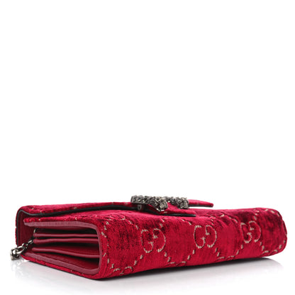 Gucci Velvet GG Monogram Mini Dionysus Chain Wallet Red Cipria 4 of 12