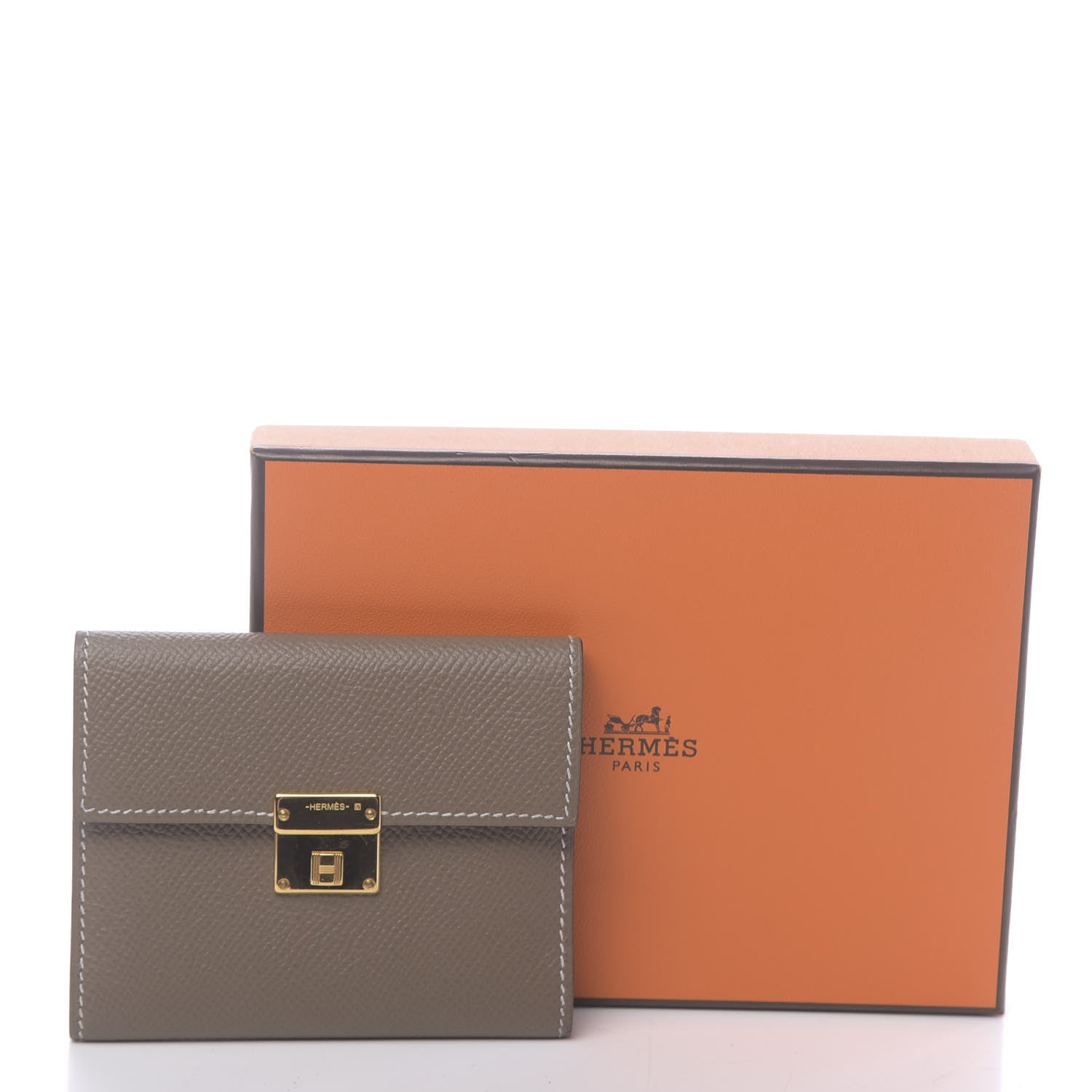 Hermes Epsom Clic Mini Card Holder Etoupe 8 of 8
