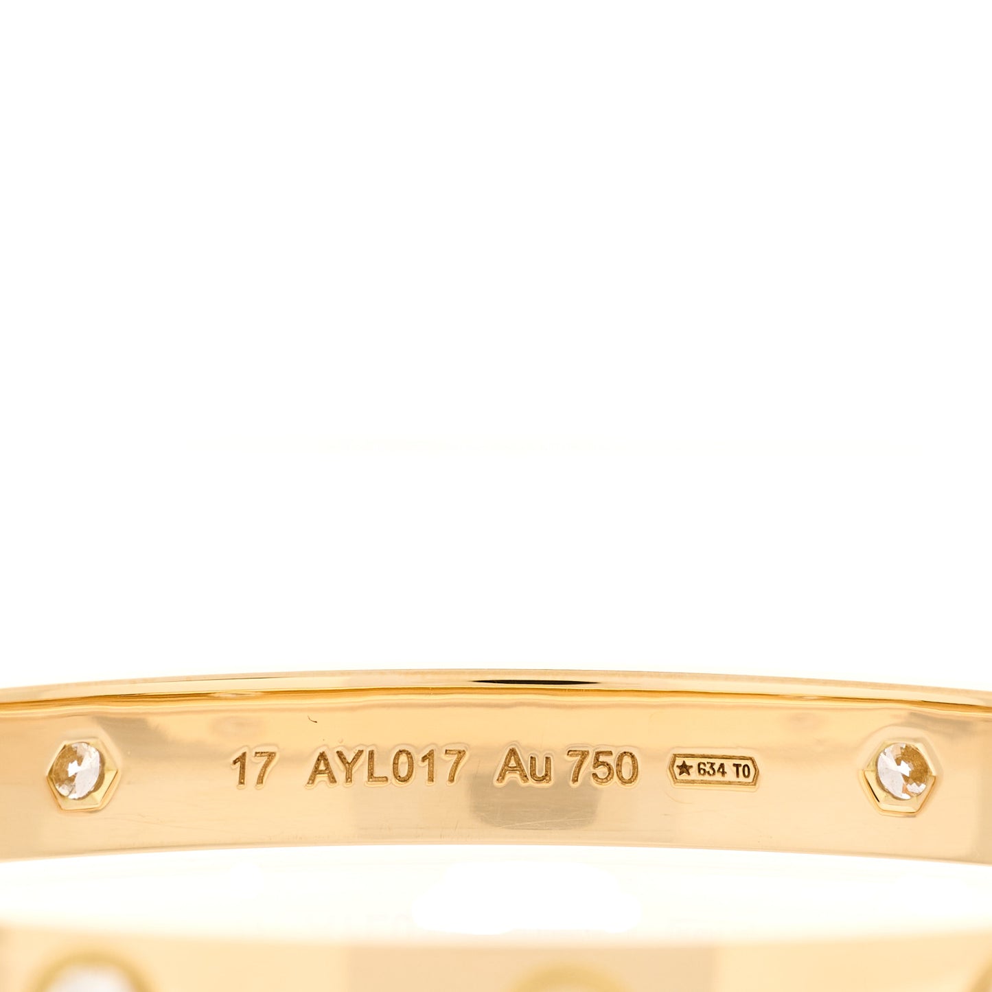 18K Yellow Gold 4 Diamond LOVE Bracelet 17