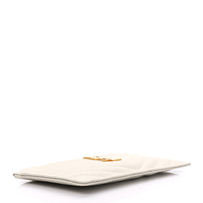 Saint Laurent Grain De Poudre Chevron Monogram Bill Pouch Crema Soft 4 of 7