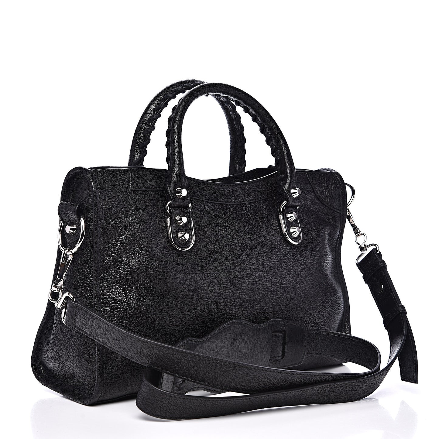 Chevre Silver Metallic Edge Hardware S City Black