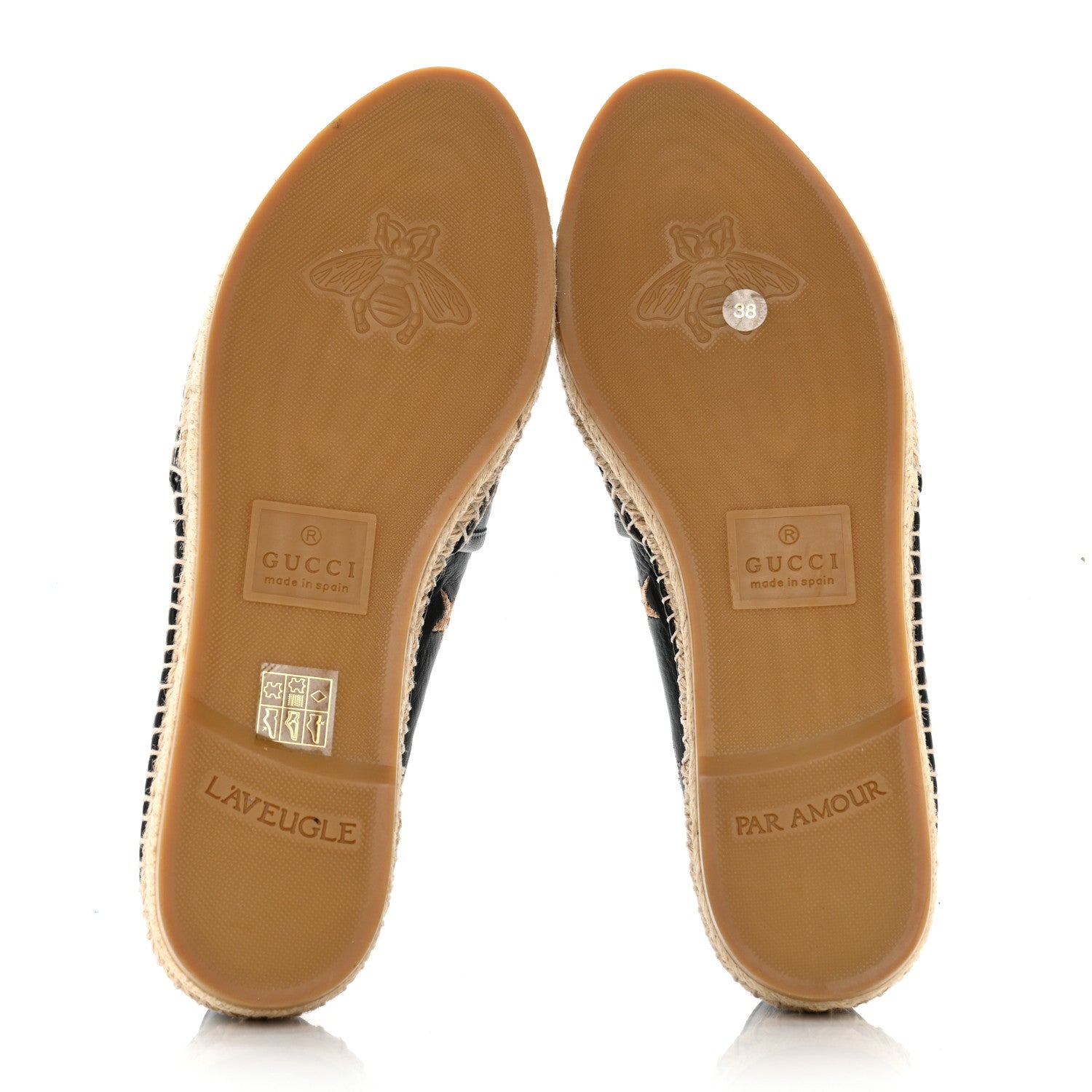 Gucci Calfskin Bee Star Embroidered Espadrilles 38 Black 5 of 13