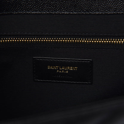 Saint Laurent Grain De Poudre Matelasse Chevron Large Monogram Satchel Black 8 of 10
