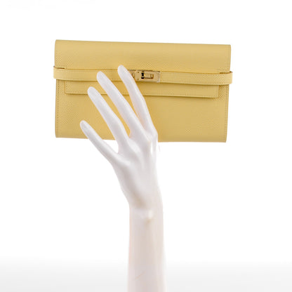 Hermes Epsom Kelly Longue Wallet Soufre 2 of 10