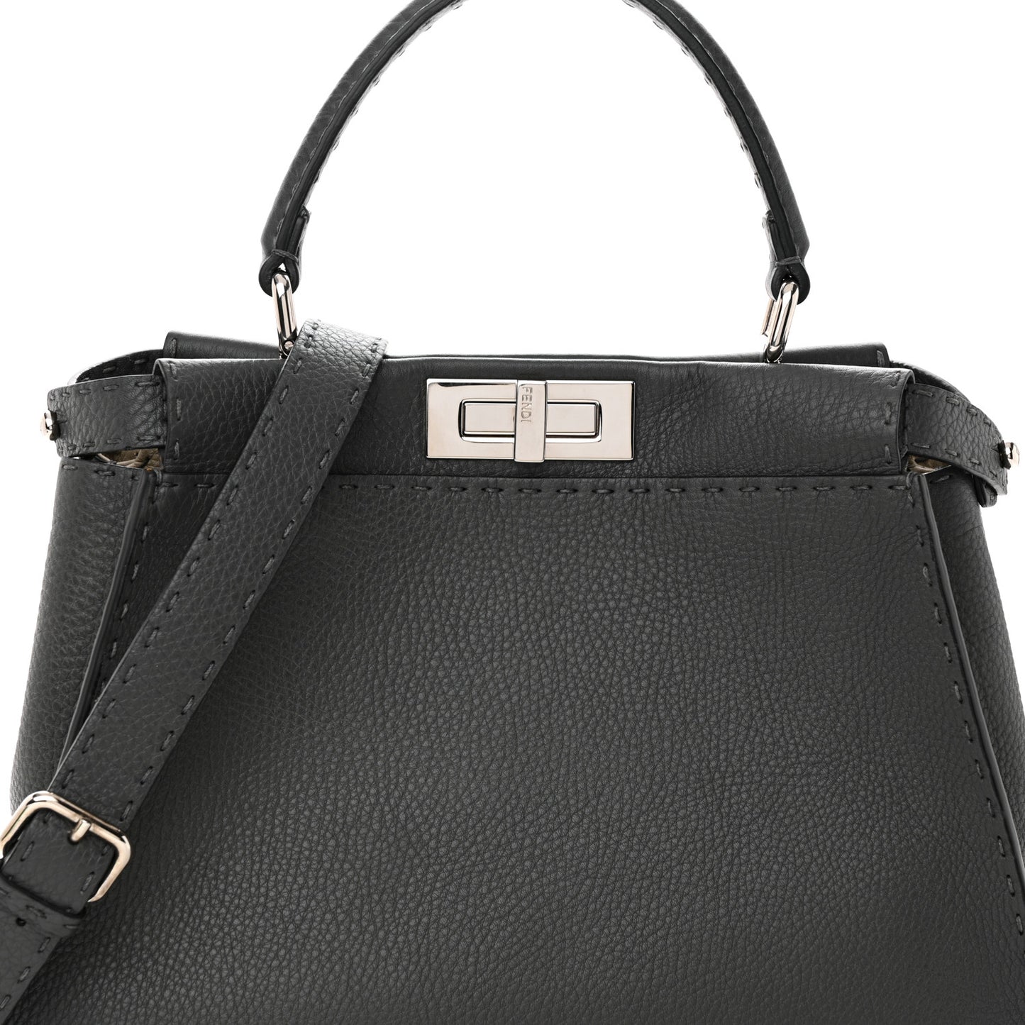 Cuoio Romano Selleria Bi-Color Medium Peekaboo Iconic Satchel Asfalto Latte