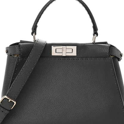 Fendi Cuoio Romano Selleria Bi-Color Medium Peekaboo Iconic Satchel Asfalto Latte 8 of 10