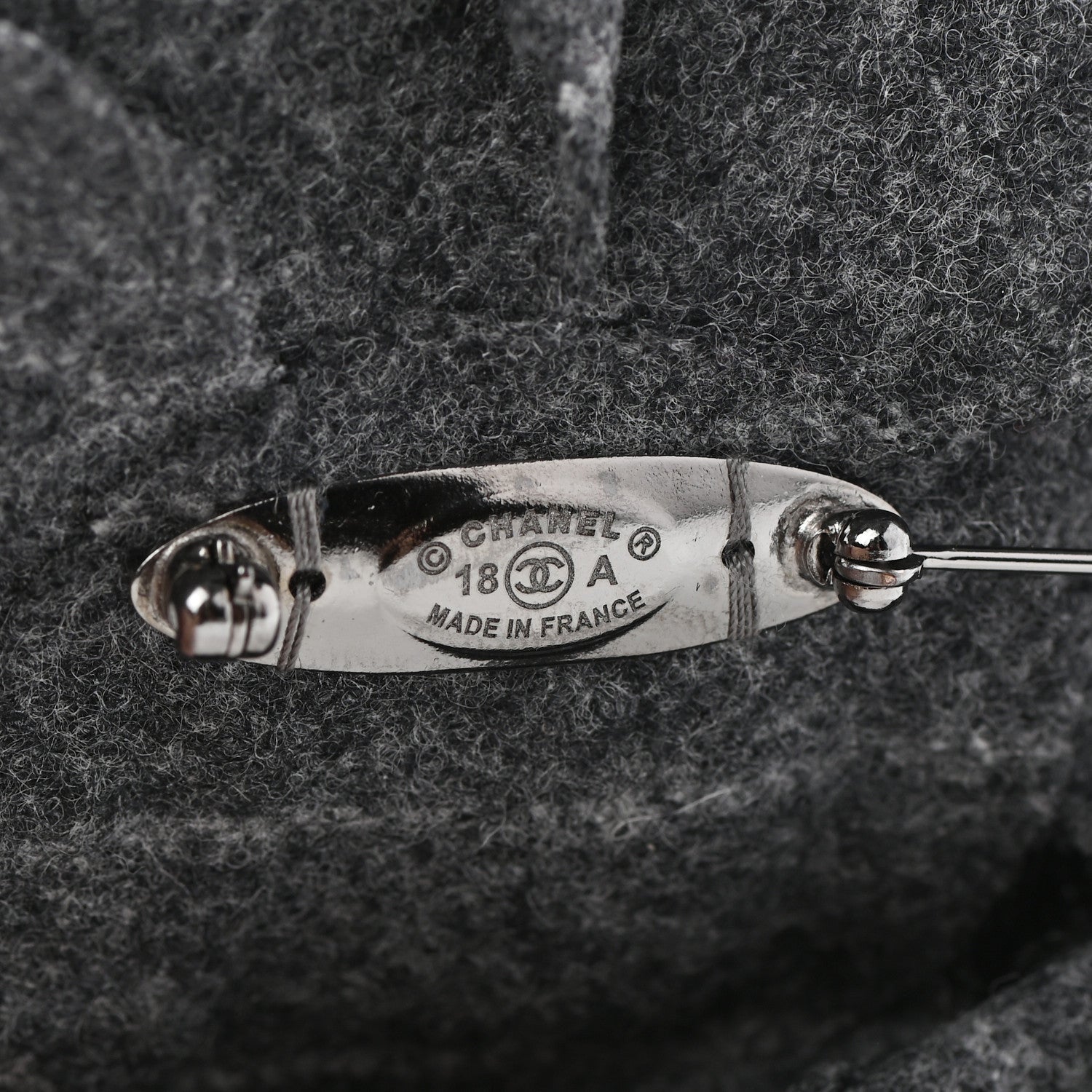 Chanel Wool Pearl Camellia Brooch Grey 4 of 5