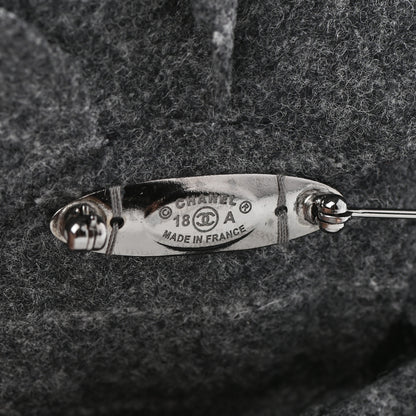 Chanel Wool Pearl Camellia Brooch Grey 4 of 5