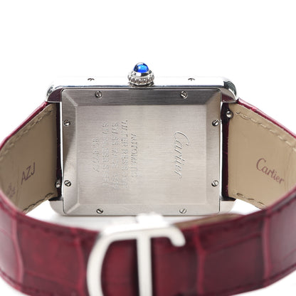 Cartier Stainless Steel Alligator 31mm Tank Solo Automatic Watch Red 4 of 6