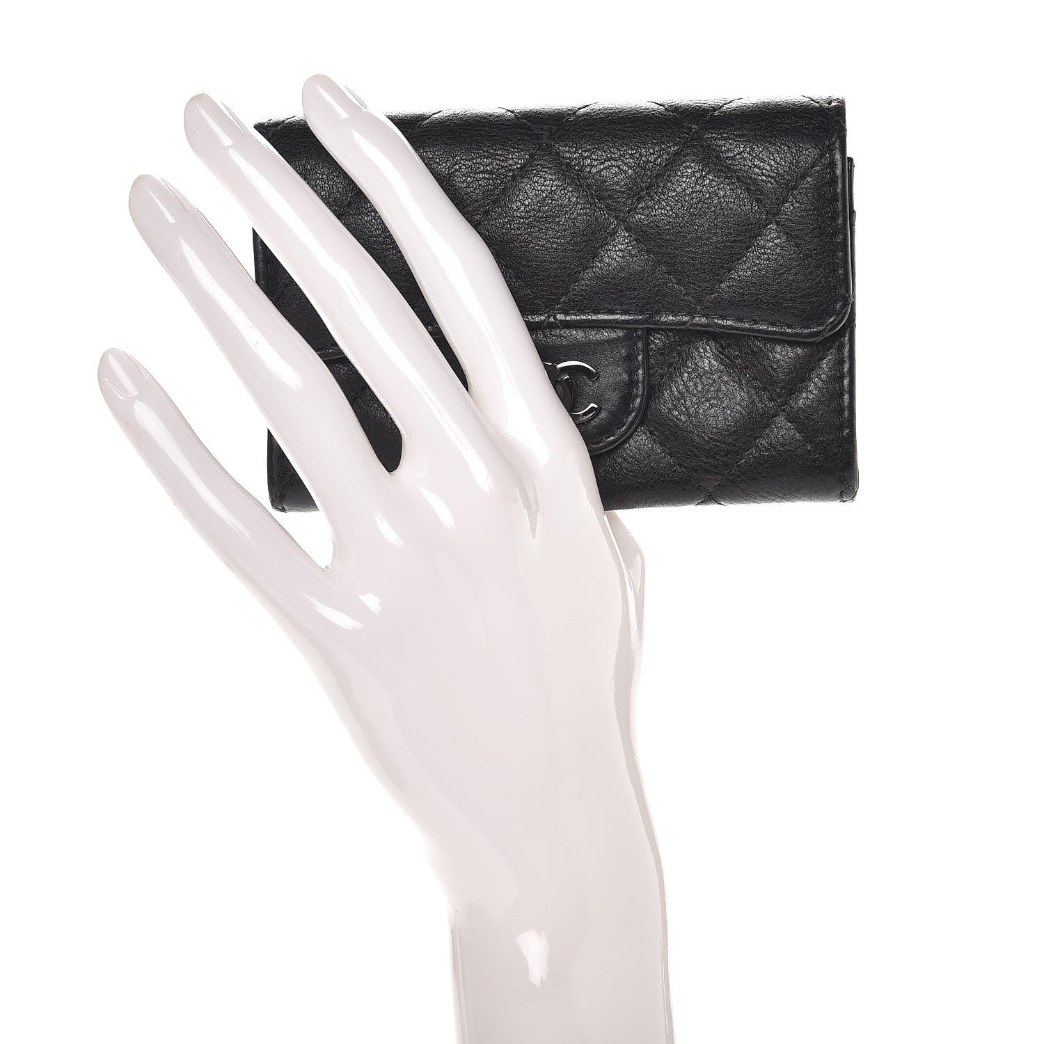 Chanel Crumpled Calfskin Quilted Card Holder So Black 2 of 9