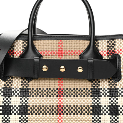 Burberry Calfskin Woven Vintage Check Triple Stud Mini Belt Bag Archive Beige 9 of 11