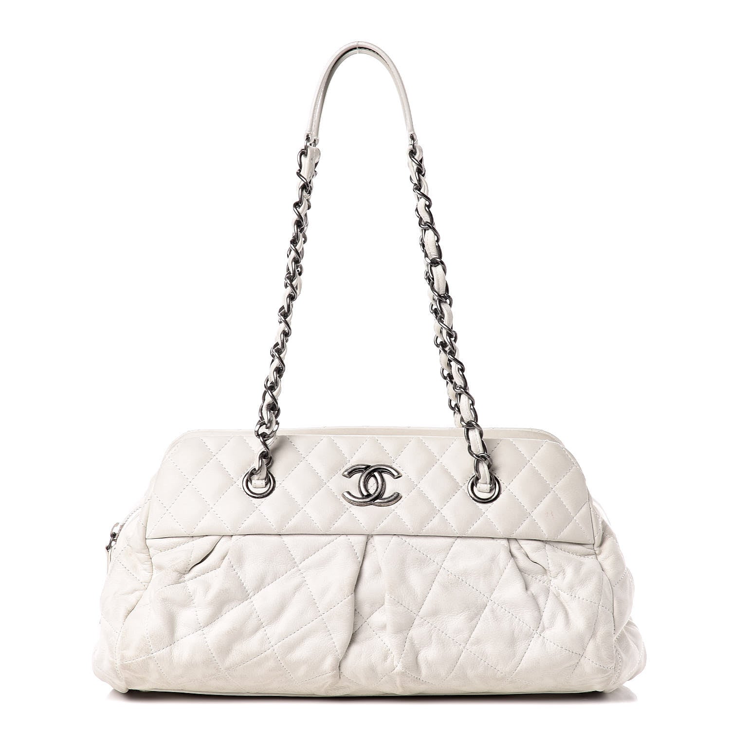 Chanel Iridescent Calfskin Chic Quilt Bowling Bag White 1 of 21