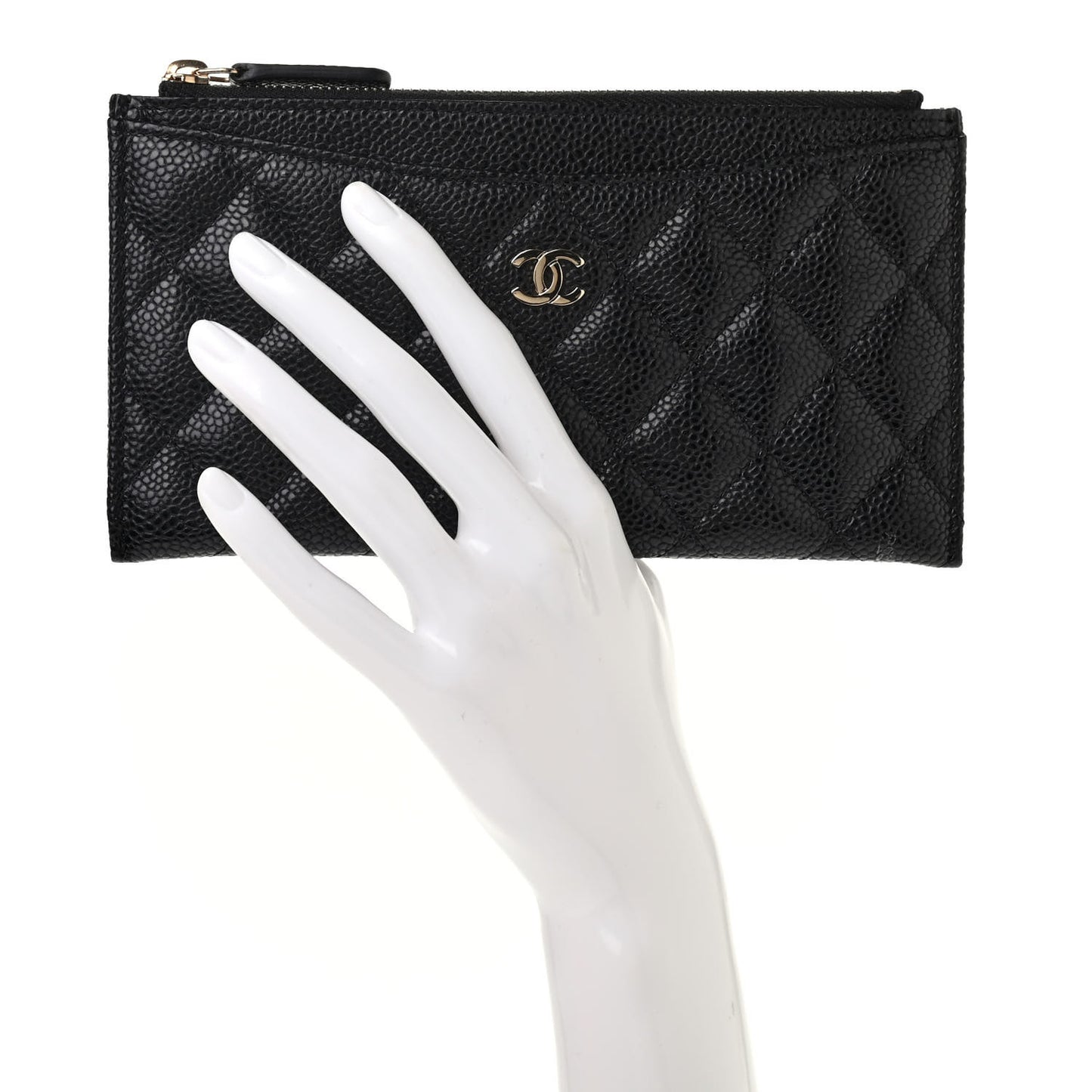Caviar Quilted Classic Zip Pouch Black