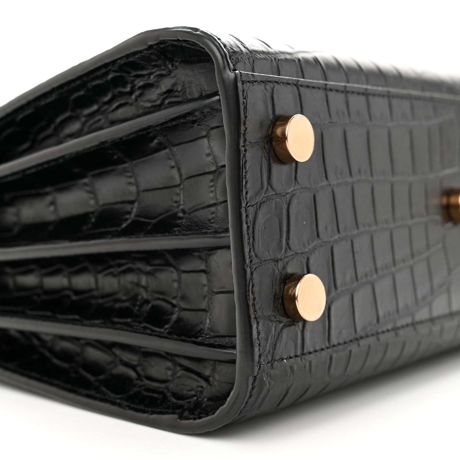 Saint Laurent Calfskin Crocodile Embossed Nano Sac De Jour Black 9 of 11