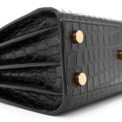 Saint Laurent Calfskin Crocodile Embossed Nano Sac De Jour Black 9 of 11