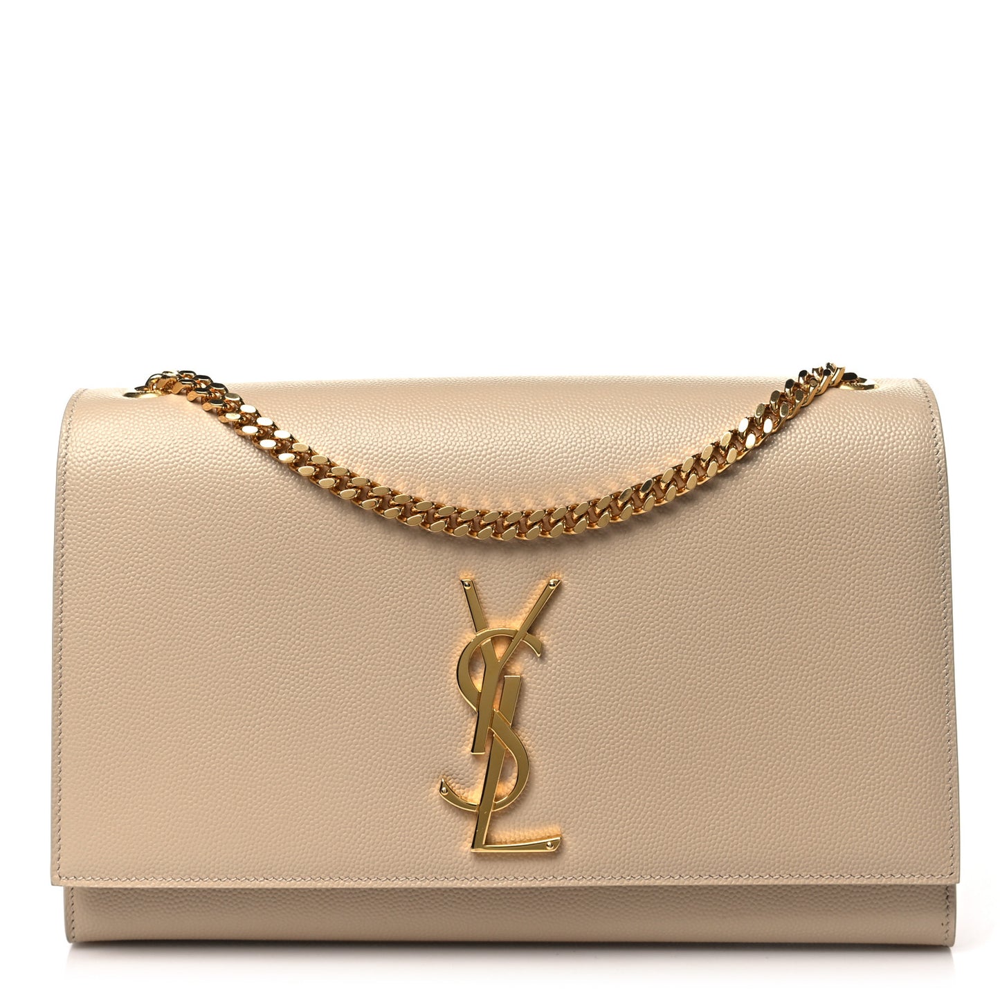 SAINT LAURENT Grain De Poudre Medium Monogram Kate Satchel Nude Powder