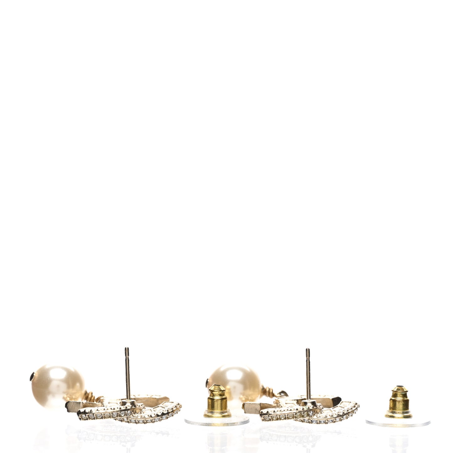 Crystal Timeless CC Pearl Drop Earrings Light Gold