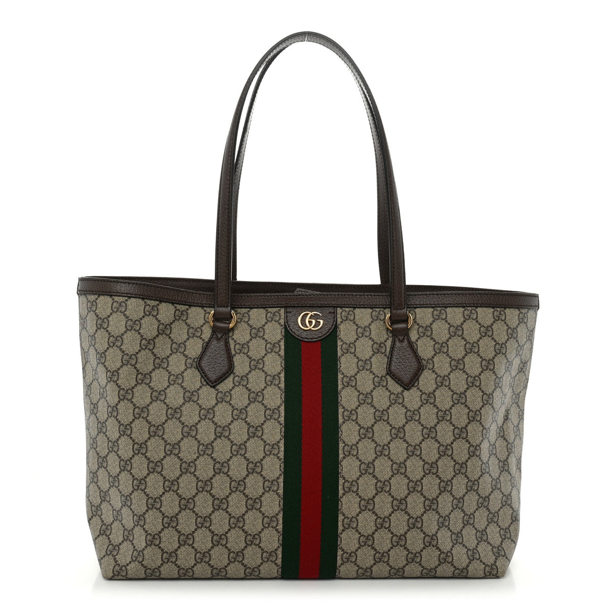 GG Supreme Monogram Medium Ophidia Shopping Tote Brown