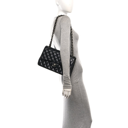 Chanel Lambskin Quilted Jumbo Double Flap Black 2 of 10