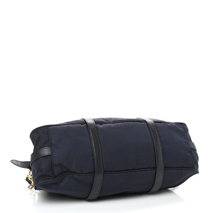 Prada Tessuto Nylon Soft Calfskin Shopping Satchel Blue 3 of 11