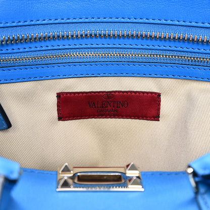 Valentino Garavani Vitello Rockstud Double Handle Tote Blue Fluo 7 of 9