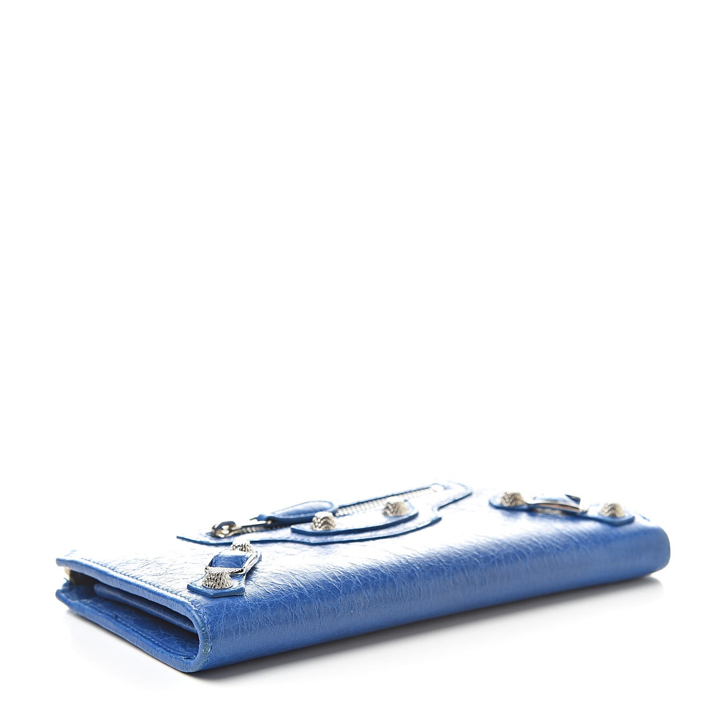 Agneau Giant 12 Silver Hardware Continental Zip Around Wallet Bleu Lazuli