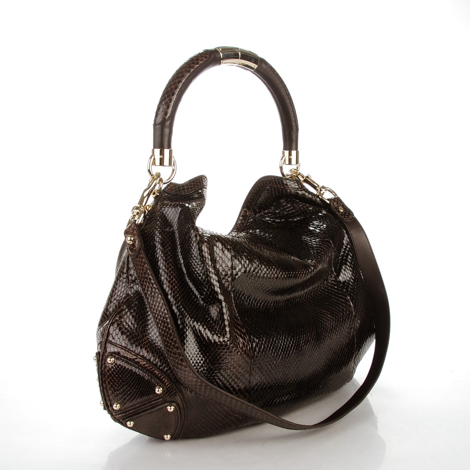 Gucci Python Large Indy Top Handle Hobo Brown 3 of 7
