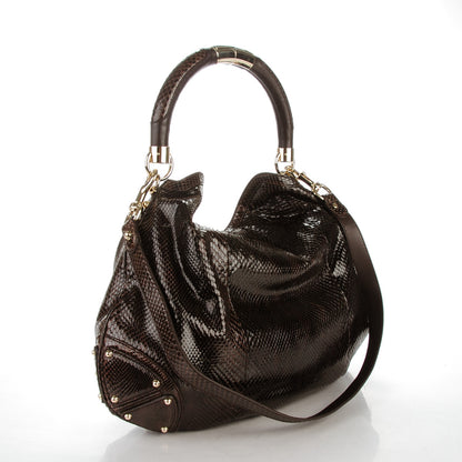 Gucci Python Large Indy Top Handle Hobo Brown 3 of 7